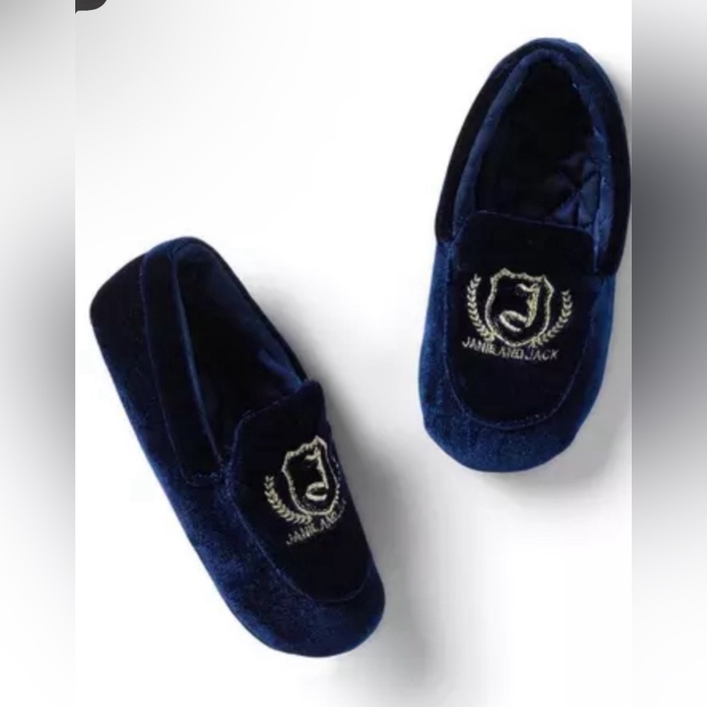 Janie and Jack embroidered velvet slippers toddler size 7